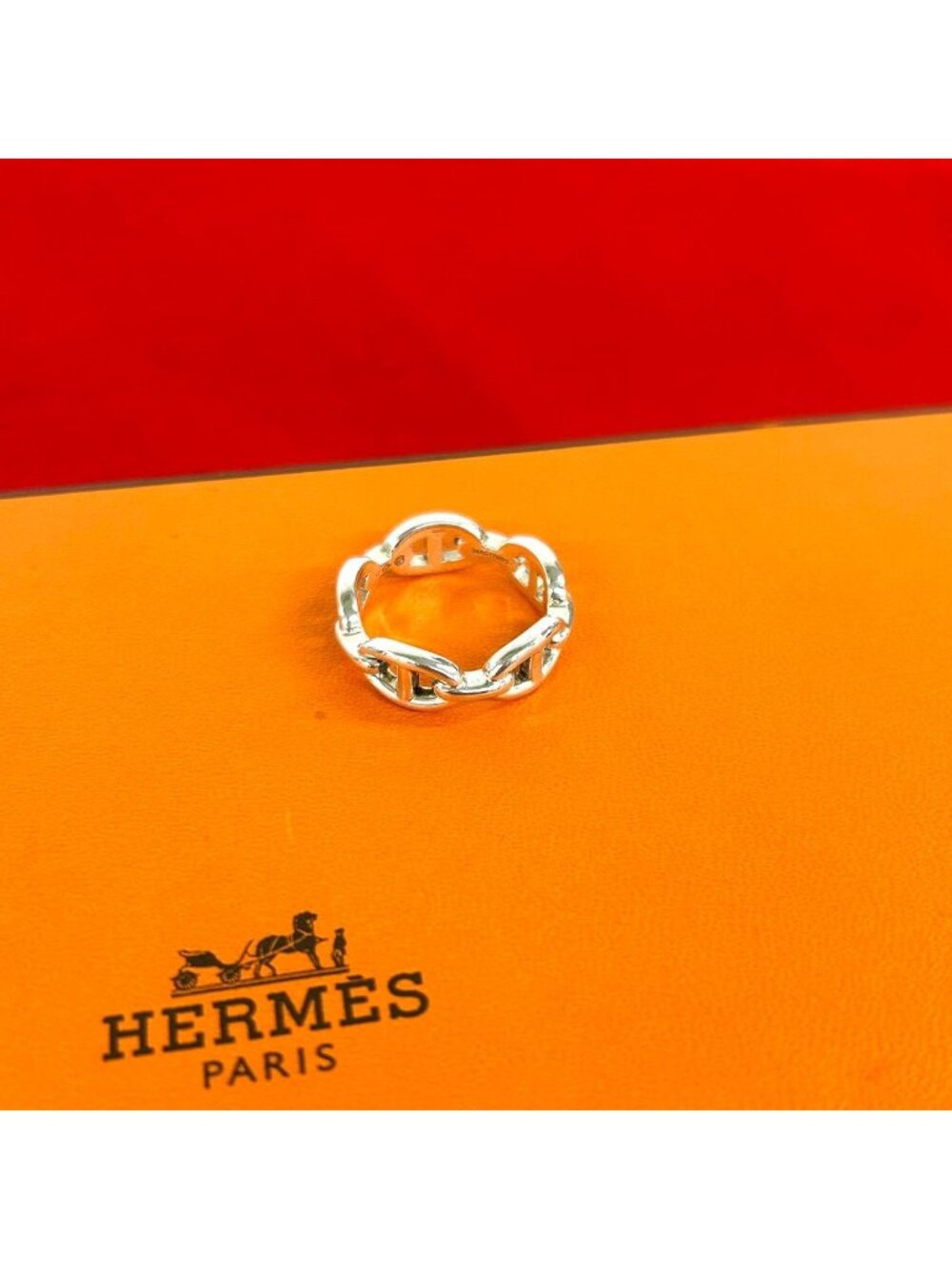 Hermes Enchainee PM Ring 925 Sterling Silver